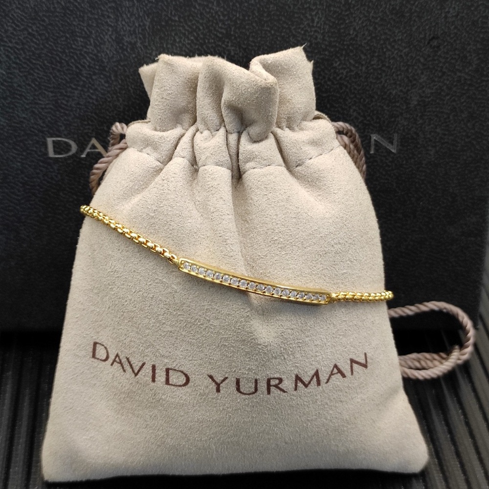 ☘️David Yurman Gold Pavé Bar Bracelet in Yellow Gold